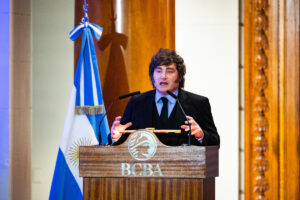 Javier Milei discursa en el Acto Central del 172 aniversario de la Bolsa de Comercio de Buenos Aires (BCBA) - CABA - 16 de julio de 2026 - foto: Cristina Sille